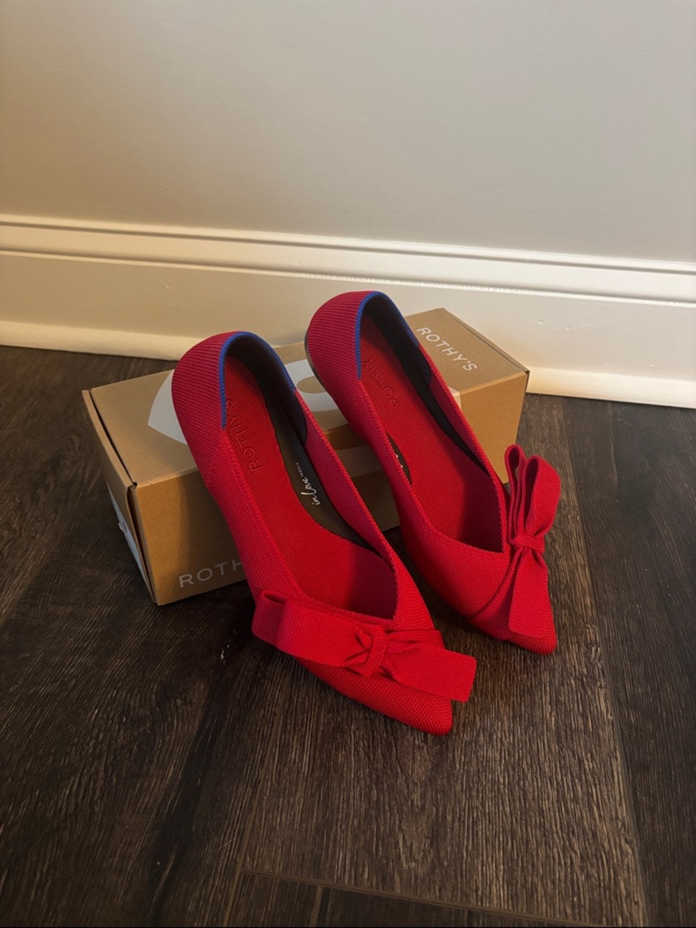 Rothy's Red Pointed Bow Flats - Picture 7 of 12